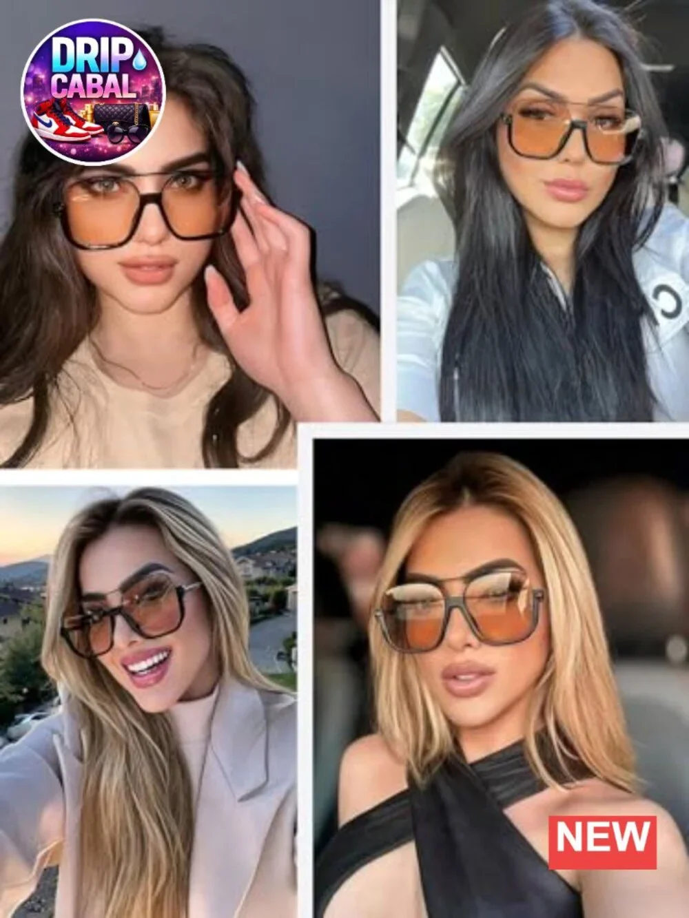 Oversized Retro Square Aviator Sunglasses for Women Men UV400